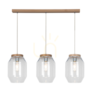 Vaso taklampa, 3xE27, Max. 60 W, oljad ek / genomskinlig PVC-sladd / genomskinlig glasskärm, 85 cm small 1
