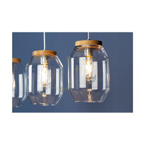 Vaso taklampa, 3xE27, Max. 60 W, oljad ek / genomskinlig PVC-sladd / genomskinlig glasskärm, 85 cm small 2