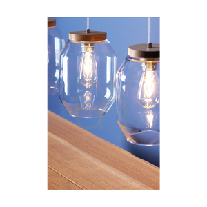 Vaso taklampa, 3xE27, Max. 60 W, oljad ek / genomskinlig PVC-sladd / genomskinlig glasskärm, 85 cm small 3