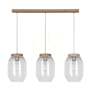 Vaso taklampa, 3xE27, Max. 60 W, oljad ek / genomskinlig PVC-sladd / genomskinlig glasskärm, 85 cm small 0