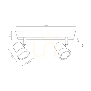 Taklampa Venla, inkluderar 2 GU10-fattningar, max. 5 W, oljad ek/krommetall, 29 cm small 3