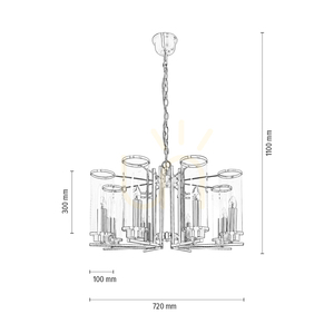 Verdi taklampa, 8xE14, Max. 40 W, metallpatina/klar glasskärm, Ø 72 cm small 2