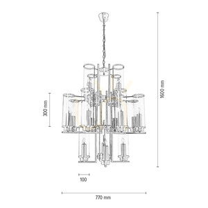 Verdi taklampa, 16xE14, Max. 40 W, metall med patina/transparent glasskärm, Ø 77 cm small 2