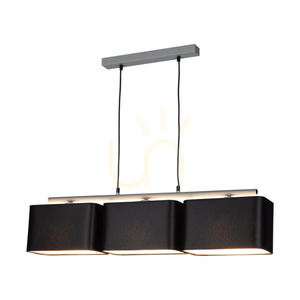 Vertigo taklampa, 3xE27, Max. 25 W, grå metall/svart PVC-sladd/svart lampskärm, 86 cm small 1