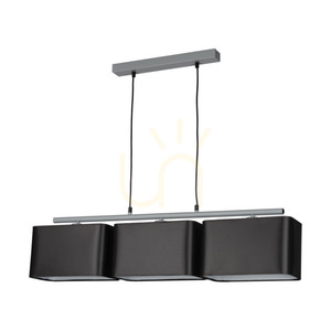 Vertigo taklampa, 3xE27, Max. 25 W, grå metall/svart PVC-sladd/svart lampskärm, 86 cm small 0