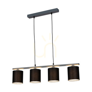 Vertigo taklampa, 4xE27, Max. 25 W, grå metall/svart PVC-sladd/svart lampskärm, 86 cm small 1
