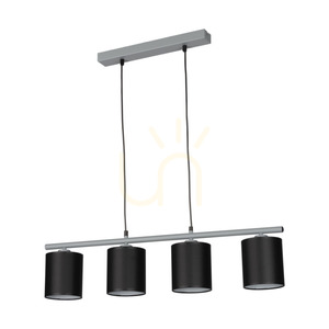 Vertigo taklampa, 4xE27, Max. 25 W, grå metall/svart PVC-sladd/svart lampskärm, 86 cm small 0