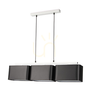 Vertigo taklampa, 3xE27, Max. 25 W, vit metall/svart PVC-sladd/svart lampskärm, 86 cm small 0
