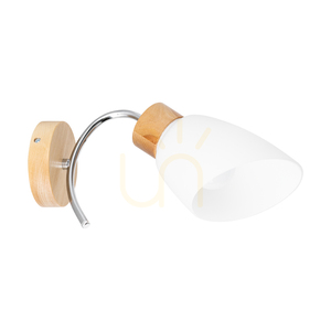 Viletta vägglampa 1xE27 Max. 60 W, björk/krom, metall/vit glasskärm, 29 cm small 0