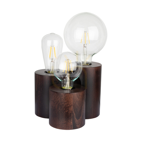 Kontrollera Vincent bordslampa, 3xE27, Max. 15 W, bok- och valnötsträ, svart PVC-sladd, 19,5 cm