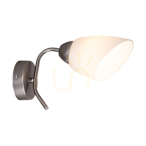 Viletta vägglampa 1xE27 Max. 60 W, satinmetall/vit glasskärm, 29 cm small 1