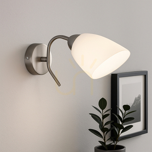 Viletta vägglampa 1xE27 Max. 60 W, satinmetall/vit glasskärm, 29 cm small 2