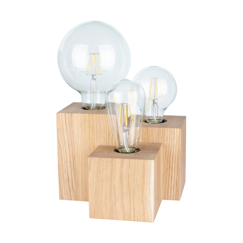 Kontrollera Vincent Square bordslampa, 3xE27, Max. 15 W, oljad ek/svart, 20 cm PVC-sladd