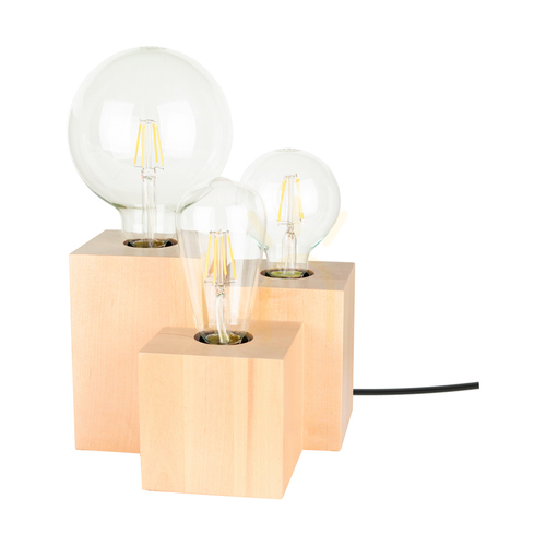 Kontrollera Vincent Square bordslampa, 3xE27, Max. 15 W, björk/svart, 20 cm PVC-kabel