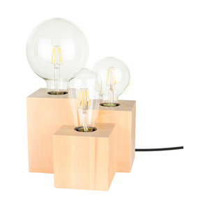 Vincent Square bordslampa, 3xE27, Max. 15 W, björk/svart, 20 cm PVC-kabel small 0