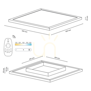Vivica Square taklampa, 1xLED, 2700–6200 K, 46 W, oljad ek/vit glasskärm med fjärrkontroll, 62 cm small 4