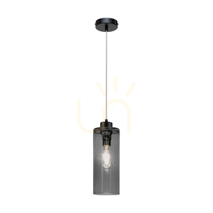 Zefir taklampa, 1xE27, Max. 60 W, svart metall/genomskinlig PVC-sladd/lampskärm i rökfärgat glas, Ø 12 cm small 1