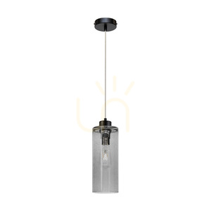 Zefir taklampa, 1xE27, Max. 60 W, svart metall/genomskinlig PVC-sladd/lampskärm i rökfärgat glas, Ø 12 cm small 0