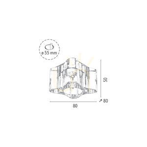 Cristaldream taklampset, innehåller 3 st G4-LED-lampor (max. 2,3 W), klart glas, med strömförsörjning, 8 cm small 3