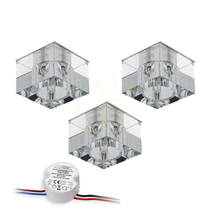 Cristaldream taklampset, innehåller 3 st G4-LED-lampor (max. 2,3 W), krommetall/transparent glas, med strömförsörjning, 7 cm small 0
