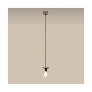 Netuno taklampa 1xE27 Max. 60 W, färgad furu, grå/svart metall, svart PVC-sladd, silverfärgad metallskärm, Ø 15 cm small 2