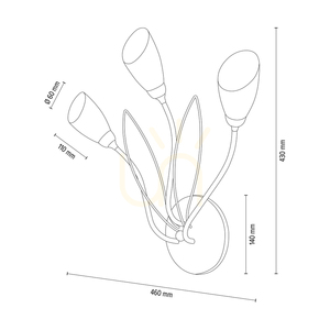 Gloriosa vägglampa, 3xG9, Max. 6 W LED, svart metall/vit glasskärm, 46 cm small 2