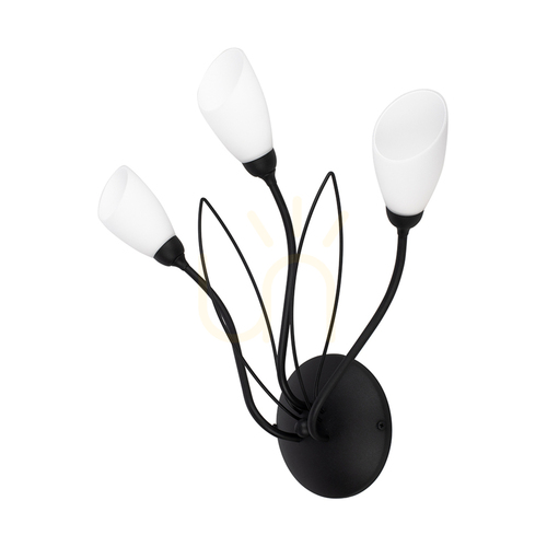 Kontrollera Gloriosa vägglampa, 3xG9, Max. 6 W LED, svart metall/vit glasskärm, 46 cm