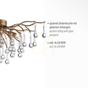 ICICLE 8090-11 Taklampa, mässing, 4xG9 small 3
