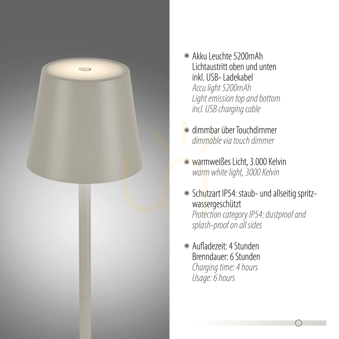 Display EURIA 19250-40 bordslampa, grå, 1xLED EURIA 19250-40 bordslampa, grå, 1xLED