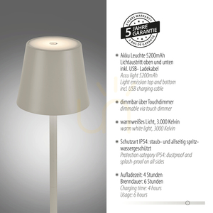 EURIA 19250-40 bordslampa, grå, 1xLED 4 EURIA 19250-40 bordslampa, grå, 1xLED small 4