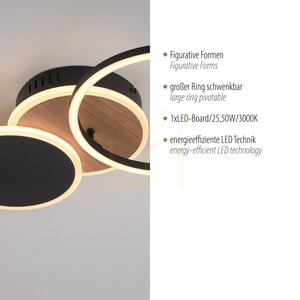 SEVENT 14116-78 Taklampa, träfinish, 1xLED small 3