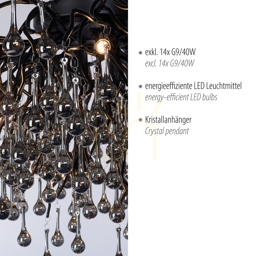 Display ICICLE 8092-18 Taklampa, svart, 14xG9 ICICLE 8092-18 Taklampa, svart, 14xG9