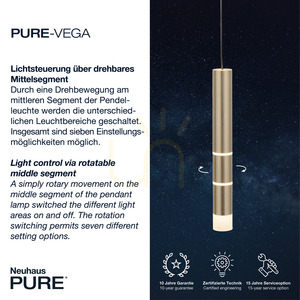 Paul Neuhaus PURE Vega 2211-60 hänglampa i mässing med 4 LED-lampor, med justerbar höjd small 3