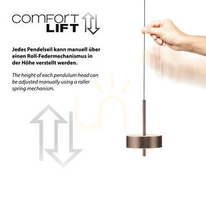 Paul Neuhaus Q-Rotate 2248-34 LED-pendellampa, brun, 3 ljuspunkter, 95 cm, med manuell höjdjustering small 6