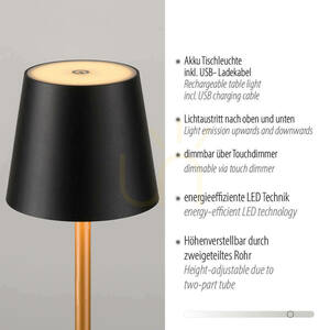 EURIA 19250-68 bordslampa, svart, 1xLED small 3