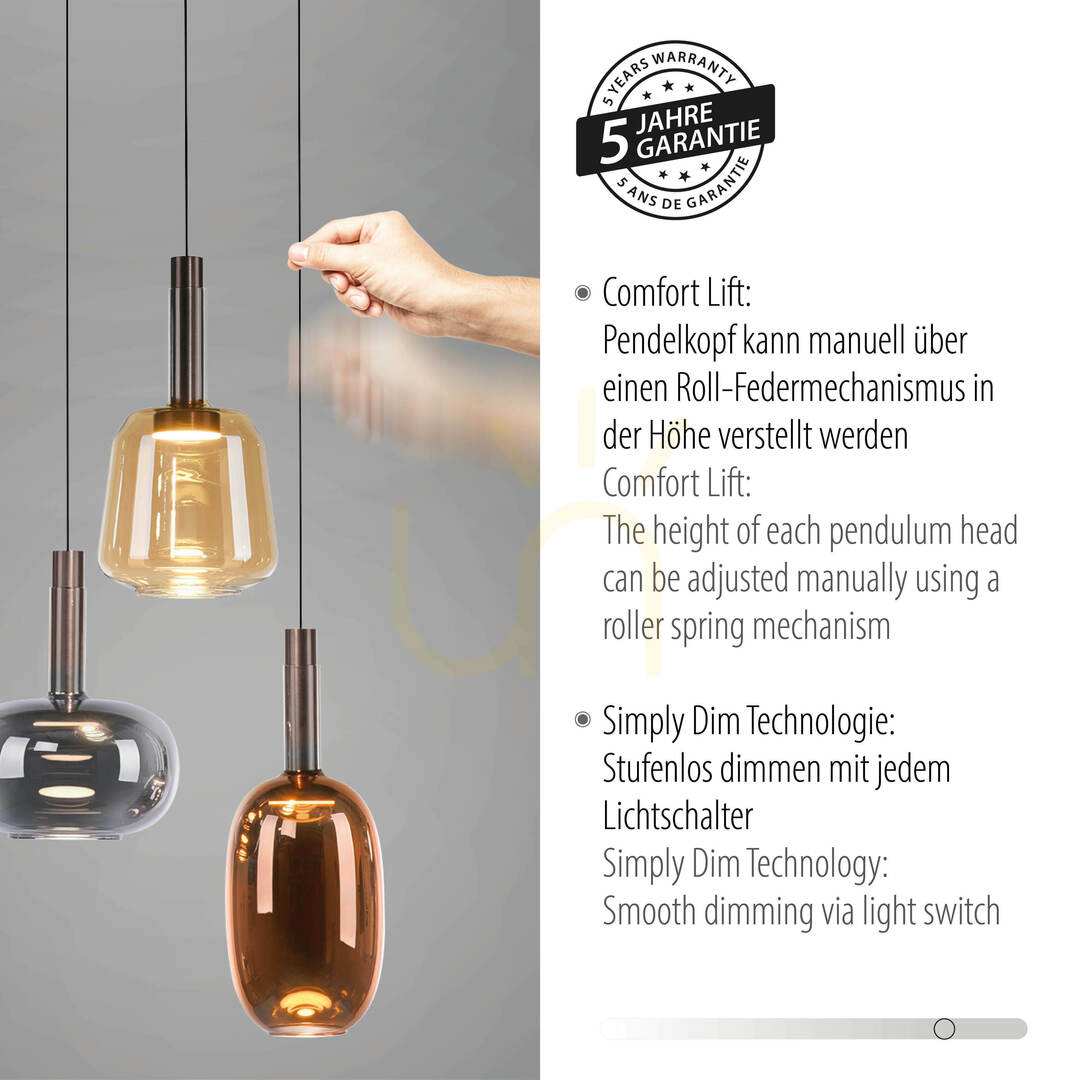 Visa IRIDES 2679-70 Flerfärgad pendellampa med 3 LED-lampor IRIDES 2679-70 Flerfärgad pendellampa med 3 LED-lampor