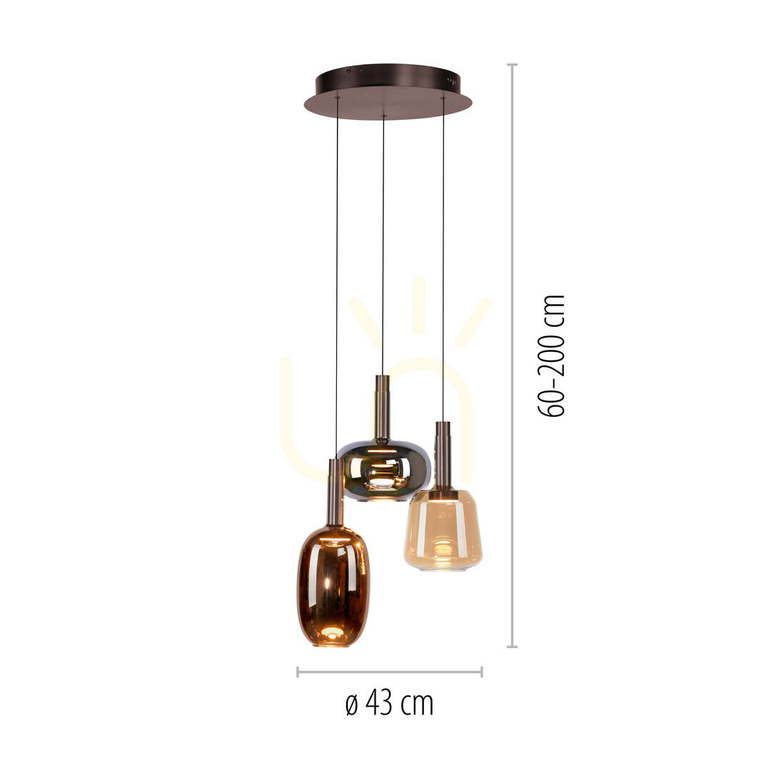 Display IRIDES 2679-70 Flerfärgad pendellampa med 3 LED-lampor IRIDES 2679-70 Flerfärgad pendellampa med 3 LED-lampor