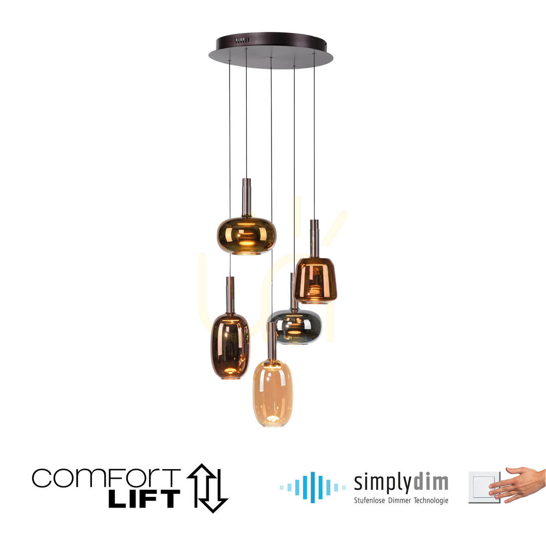 Utsikt IRIDES 2682-70 Flerfärgad 5xLED-pendellampa IRIDES 2682-70 Flerfärgad 5xLED-pendellampa