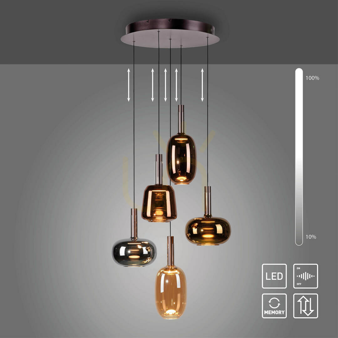 Utsikt IRIDES 2682-70 Flerfärgad 5xLED-pendellampa IRIDES 2682-70 Flerfärgad 5xLED-pendellampa