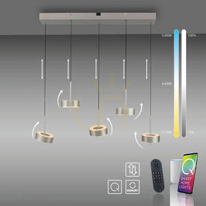 Q-ROTATE 2249-95 Silver 5xLED taklampa small 12