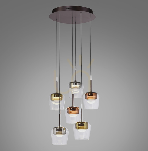 Kontrollera Q-KON 2744-70 Flerfärgad pendellampa med 6 LED-lampor