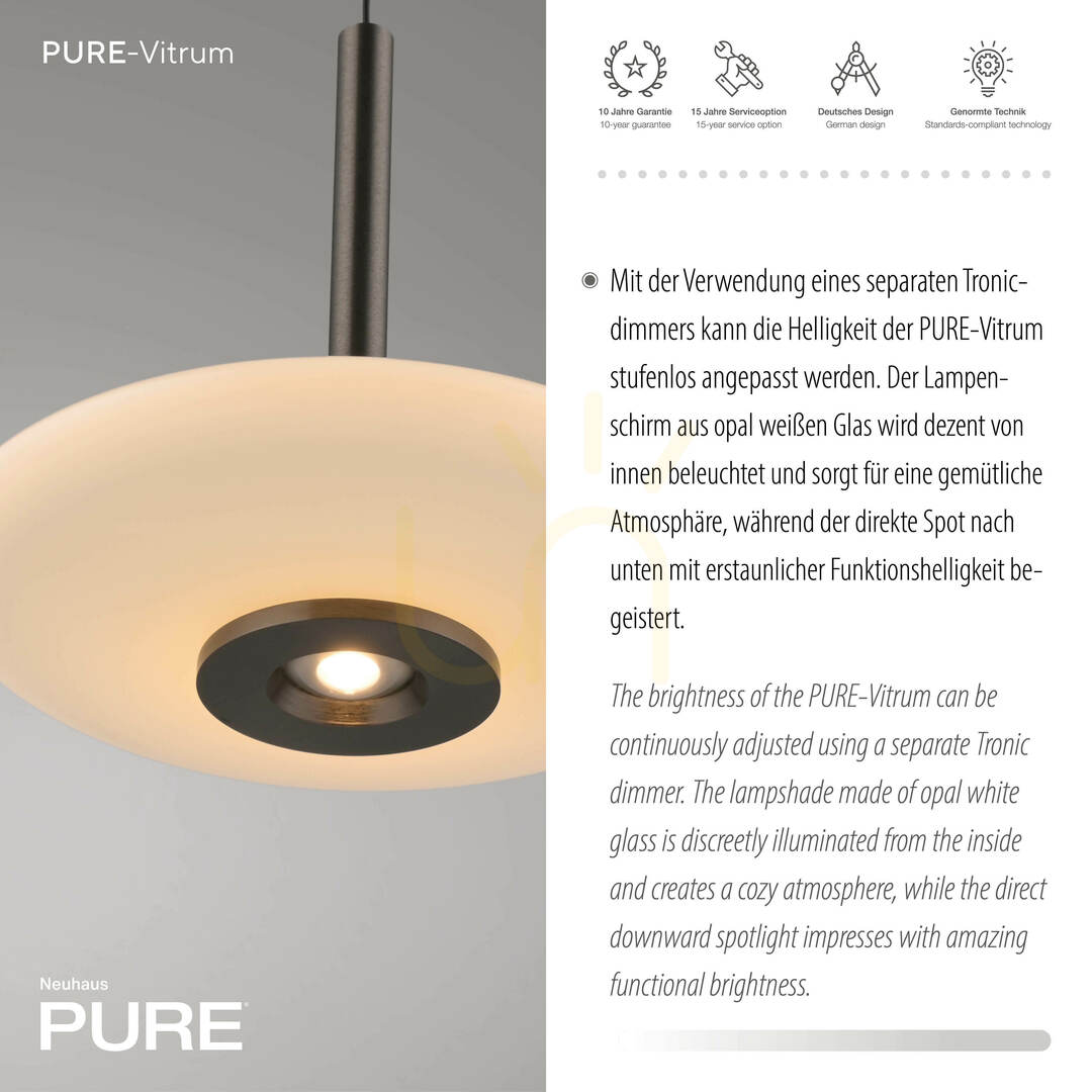 Visa PURE VITRUM 2053-34 Brun 2xLED-pendellampa PURE VITRUM 2053-34 Brun 2xLED-pendellampa