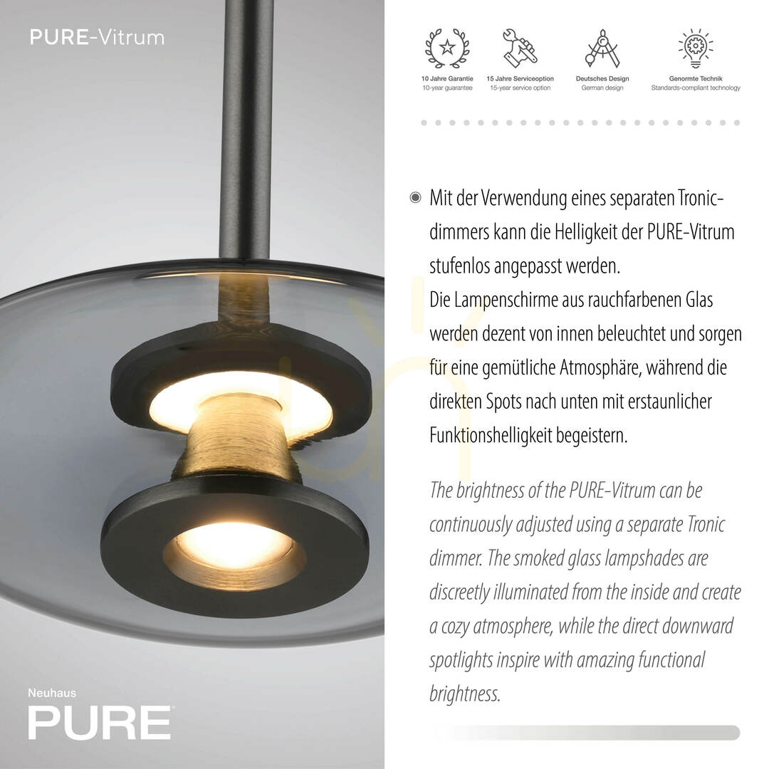 Visa PURE VITRUM 2083-15 Grå 6xLED-pendellampa PURE VITRUM 2083-15 Grå 6xLED-pendellampa
