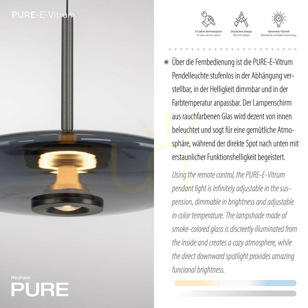 Display PURE E-VITRUM 2084-15 Grå 2xLED-pendellampa PURE E-VITRUM 2084-15 Grå 2xLED-pendellampa