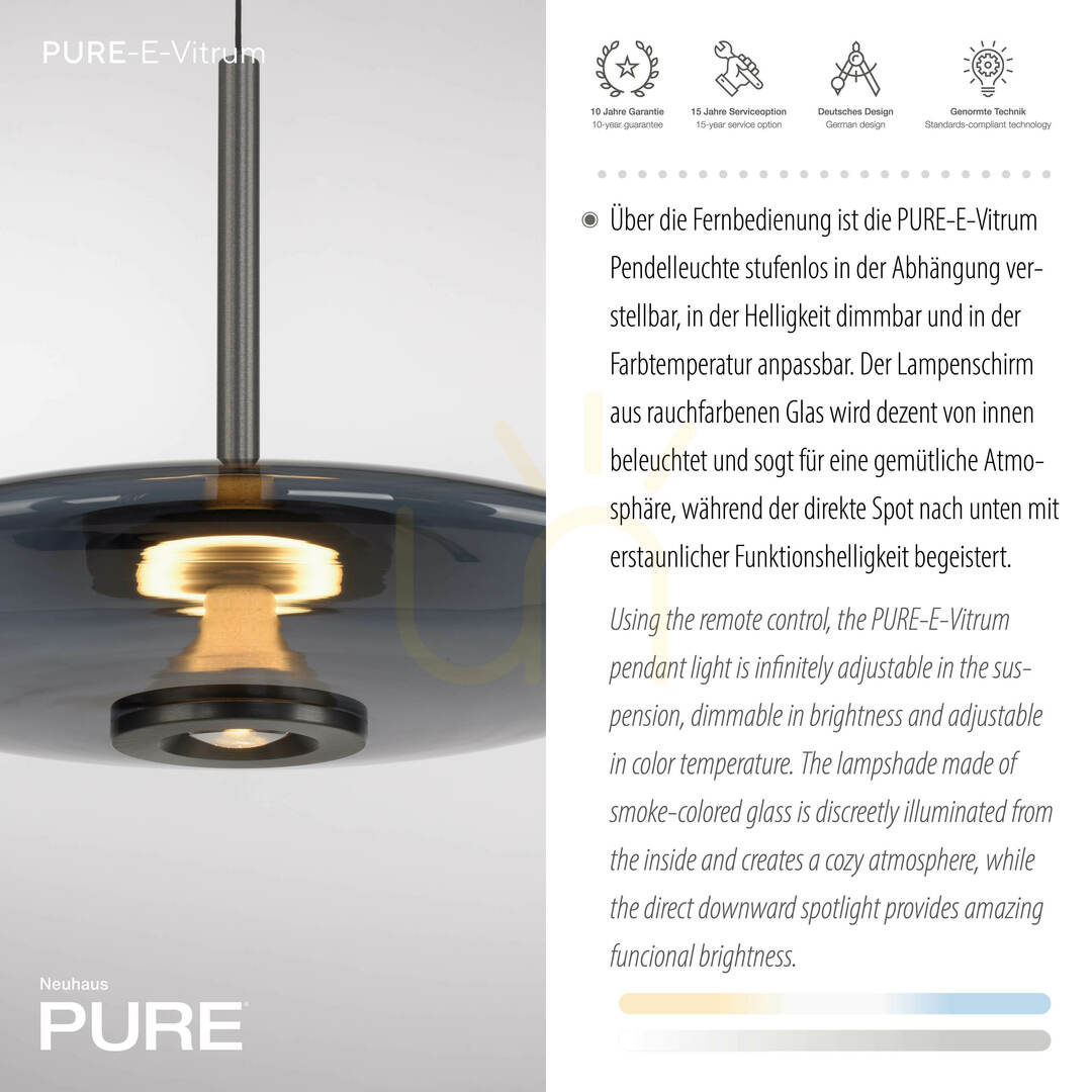 Visa PURE E-VITRUM 2084-15 Grå 2xLED-pendellampa PURE E-VITRUM 2084-15 Grå 2xLED-pendellampa