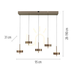 Q-ROTATE 2249-34 Brunt 5xLED-pendelljus small 8