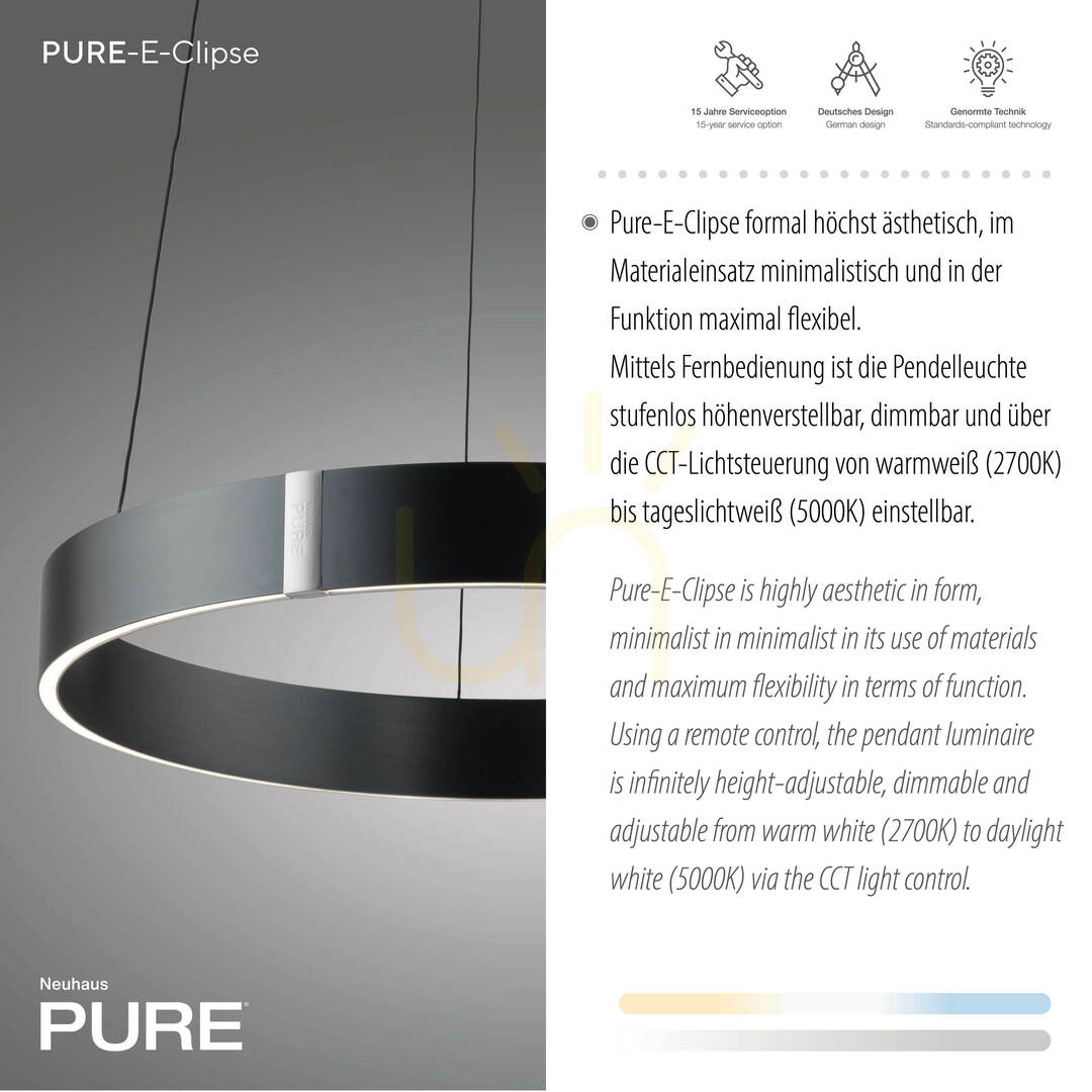 Display PURE E-CLIPSE 2560-15 Grå 2xLED taklampa PURE E-CLIPSE 2560-15 Grå 2xLED taklampa