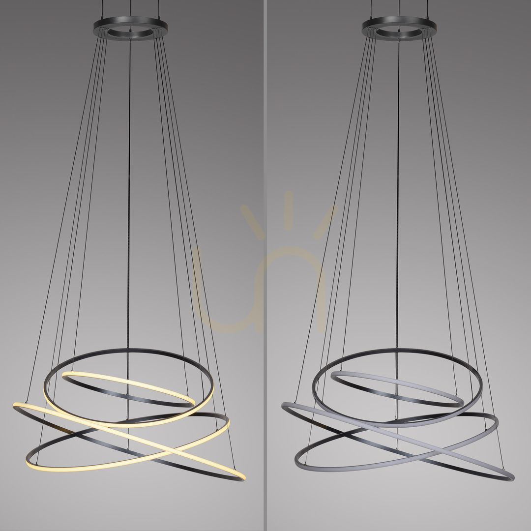 Utsikt PURE E-FLYING RINGS 2566-15 Grå 1xLED-pendellampa PURE E-FLYING RINGS 2566-15 Grå 1xLED-pendellampa