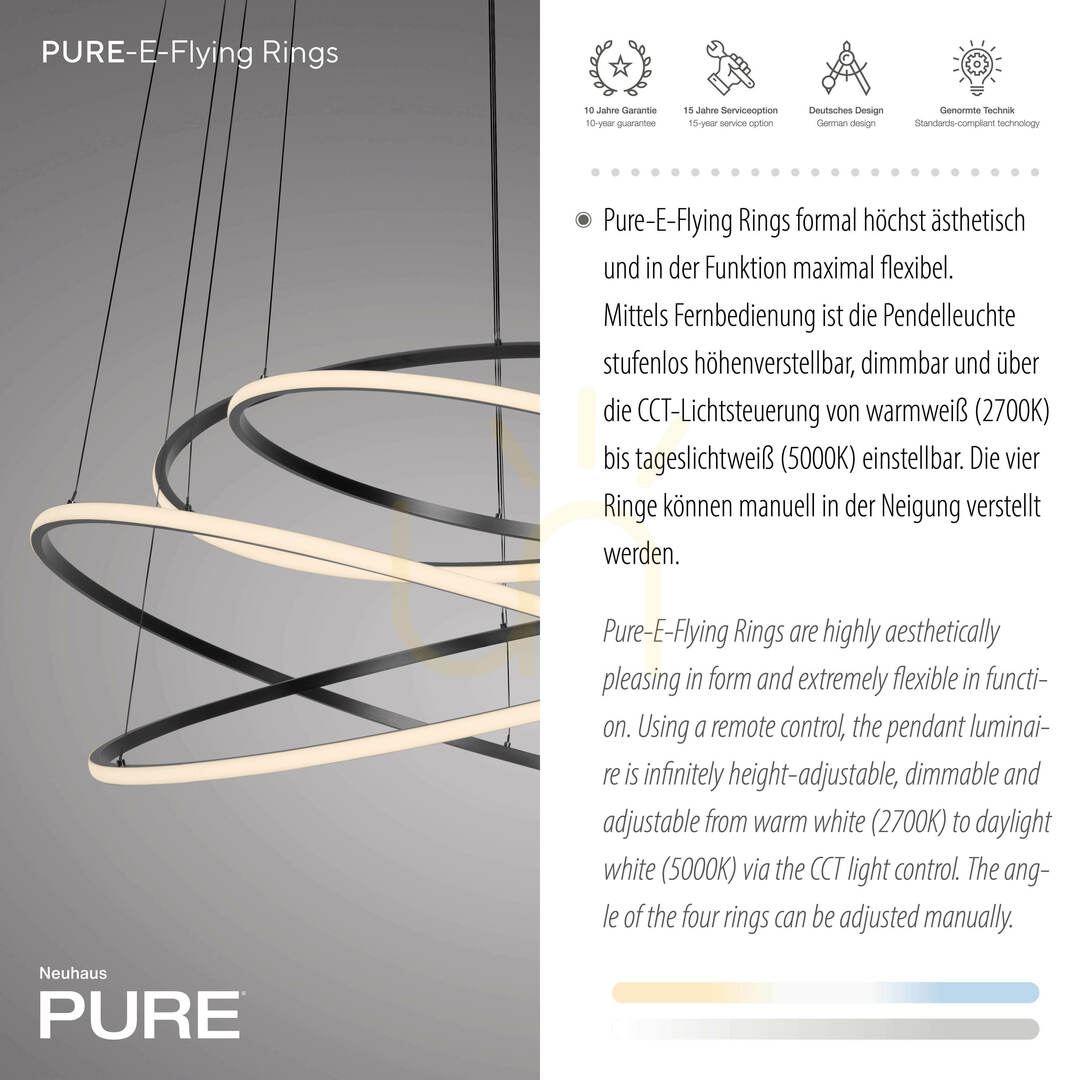 Visa PURE E-FLYING RINGS 2566-15 Grå 1xLED-pendellampa PURE E-FLYING RINGS 2566-15 Grå 1xLED-pendellampa