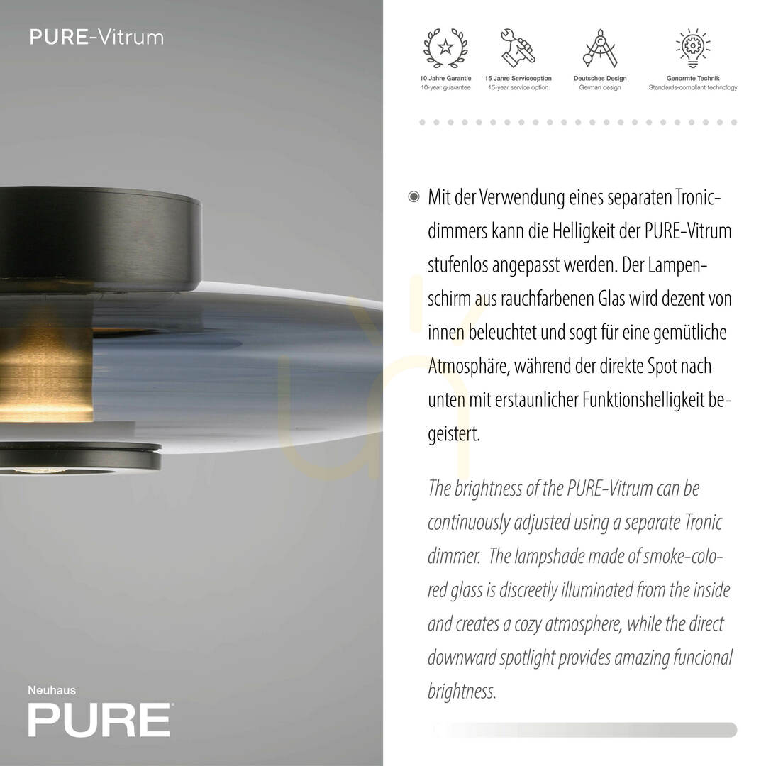 Visa PURE VITRUM 6083-15 Taklampa, grå, 2xLED PURE VITRUM 6083-15 Taklampa, grå, 2xLED